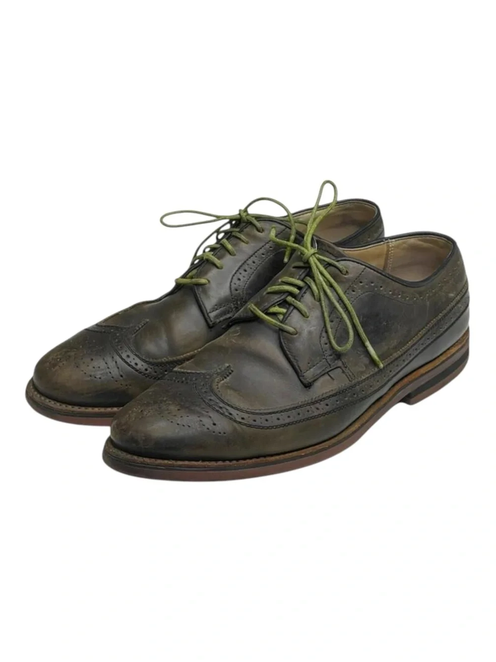 Scoop NYC x Walk Over 𖤐 Oxford Brogues Wingtips 𖤐 Olive Green 𖤐 9.5 𖤐 GQ Mag